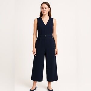 Michael Michael Kors Navy Sleeveless Belted Wide-Leg Jumpsuit Women’s Size 2